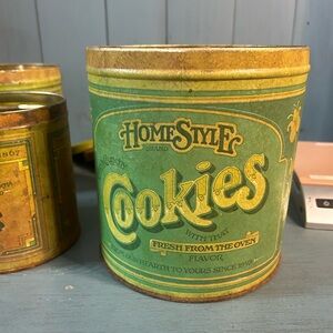 Vintage 1970’s Metal Canister Set (Cookies, Coffee, Tea & Sugar)